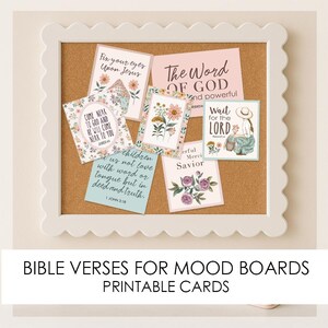 Versets bibliques imprimables pour tableau d'humeur, Cottagecore, cartes florales féminines, Christian Junk Journal, oeuvre d'art mural, POD, scrapbooking, autocollants