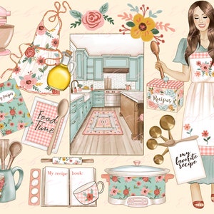 Cozinha Cozinha Clipart Arte Digital Adesivos Cozinha Parede Arte Imprimível Presente Ideia Culinária Saudável PNG Sublimação Receita Imprimível