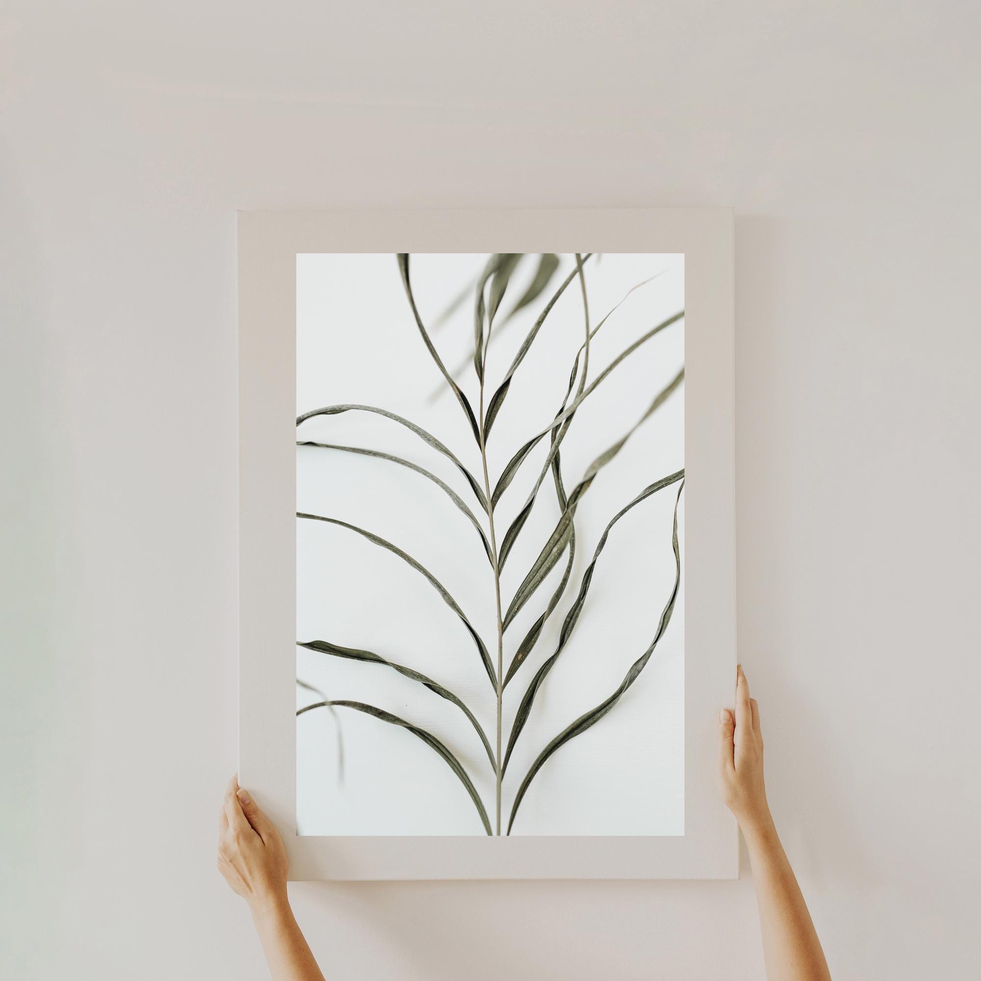 Dried Palm Leaf Wall Art, Minimalist Botanical Print, Neutral Boho Home ...