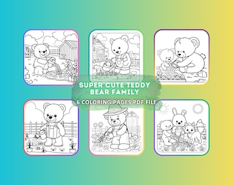 Ositos de peluche súper lindos (6 páginas para colorear) Archivo PDF