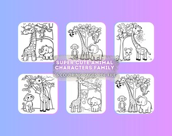 6 páginas para colorear de animales súper lindos (archivo PDF)