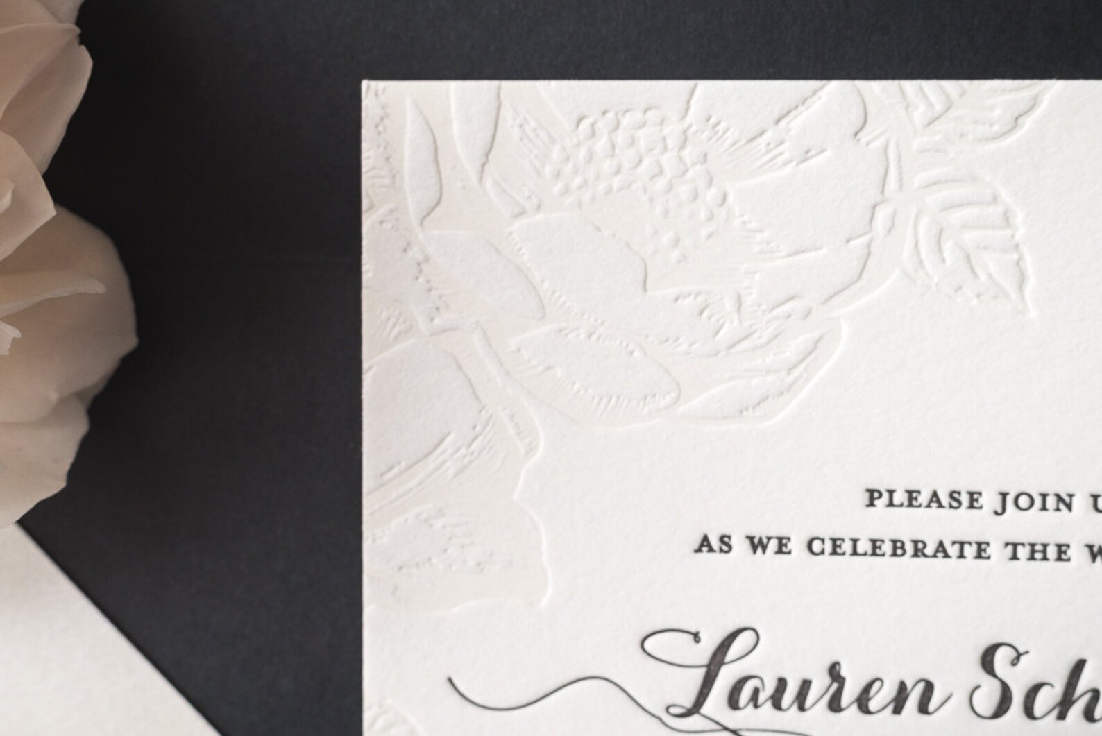Classic Floral Letterpress Wedding Invitations Etsy