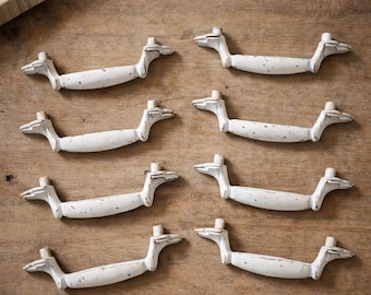 Set of 8 Vintage White Brass Drawer Pulls | Kebler Brass Co | French Provincial Cabinet Handles | Cottage Farmhouse Hardware