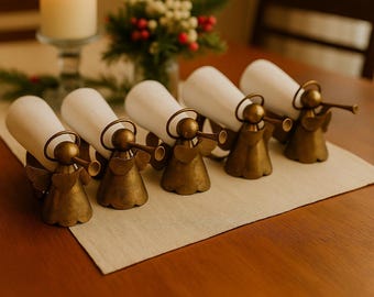 Vintage Brass Angel Napkin Rings – Set of 5