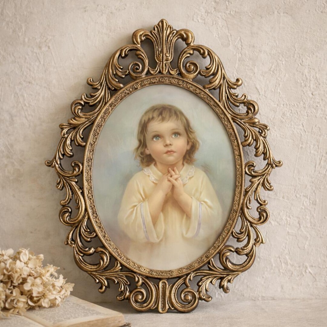 Vintage Ornate Oval Metal Frame | Gold Gilt Baroque Style | Religious ...
