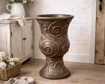 Vintage Marbo M.A.C. Cast Stone Garden Pedestal Planter | Sculptural Urn | California Design 13”