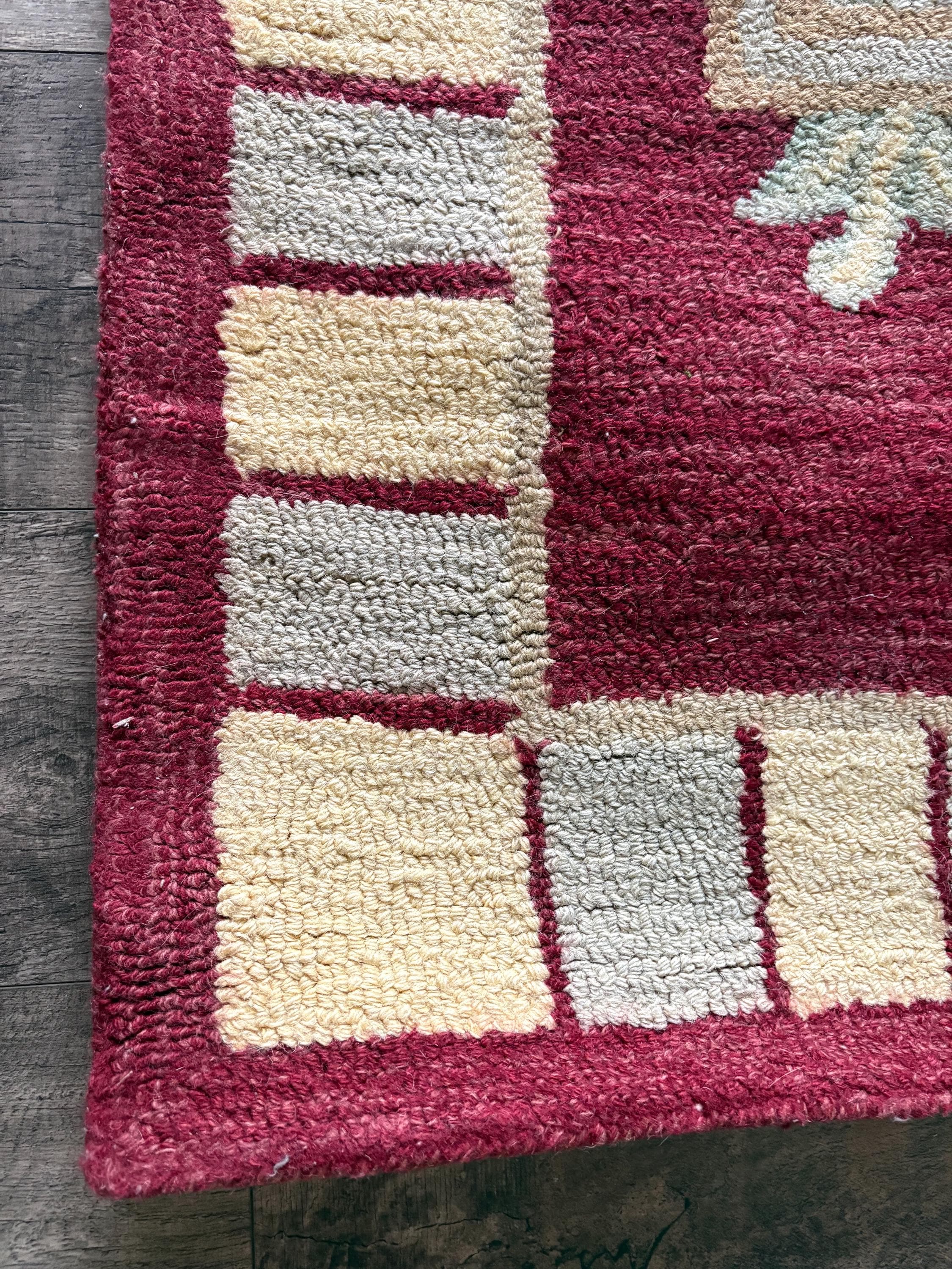 Large Vintage Hand Hooked Wool Rug 94x58 Primitive Cabin Lodge Rug ...