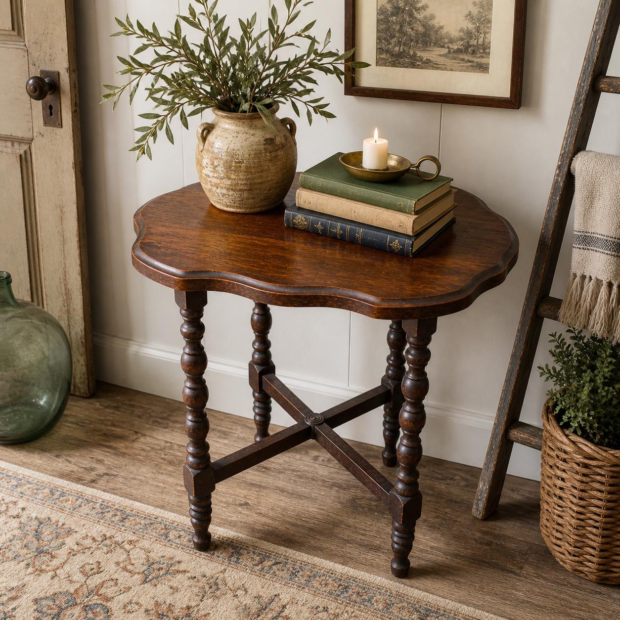 Antique Side Tables With Turned Legs - Etsy