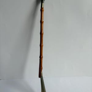 Vintage Bamboo Handle Back Scratcher & Shoe Horn Combo – Hand Shape Top, Horn-Style Shoe Spoon