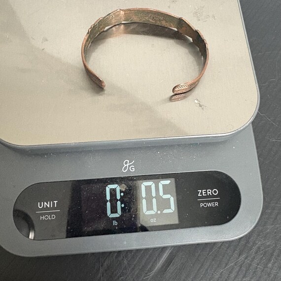 Vintage Solid Copper Cuff Bracelet | Etched Triba… - image 10