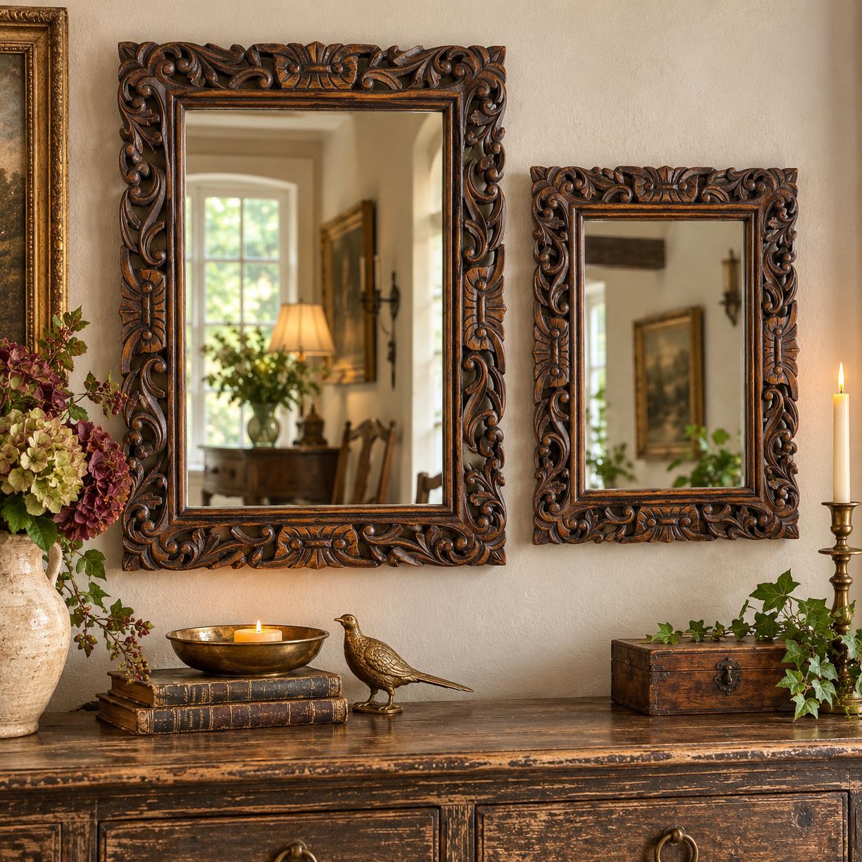 Wood Carved Mirror - Etsy