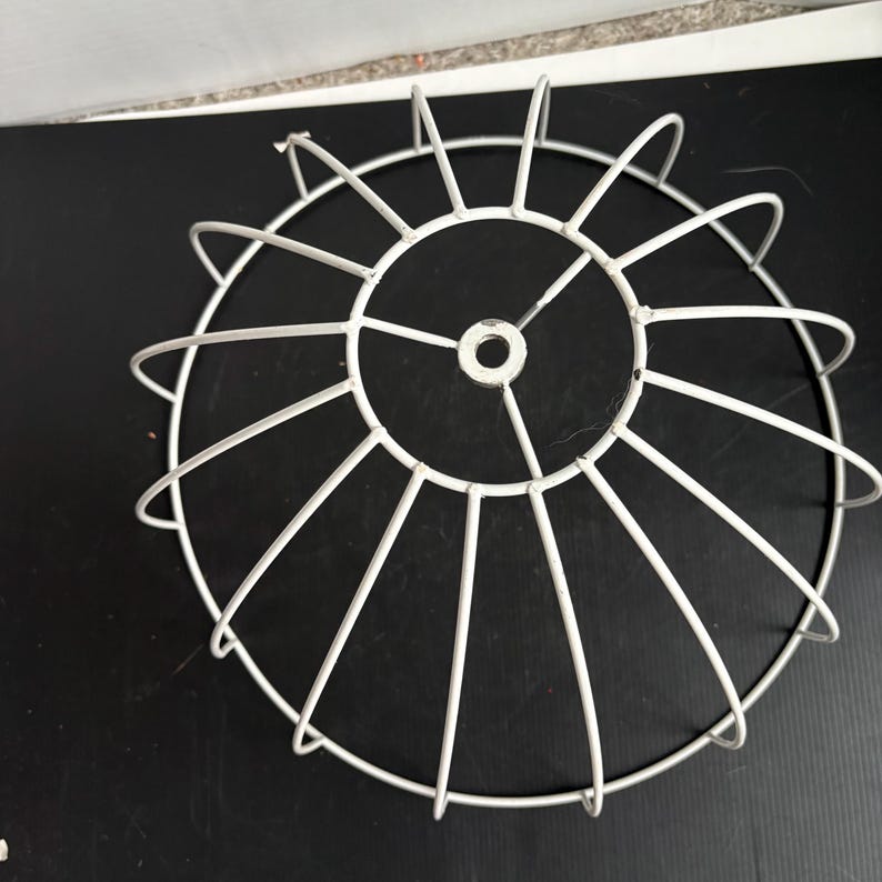 Vintage White Wire Lampshade Frame | 16” Metal Shade Form | Steel Lamp ...