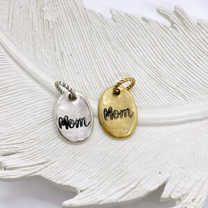Mom Silver Charm Oval, Gold Mom Charm, Mom Pendant, Build Your Own Necklace, Bracelet