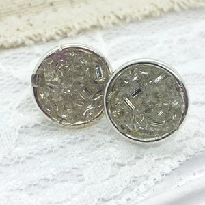 Bridal Stud Earrings, Round Crystal Earrings, Trendy Statement Earrings, Silver Earrings Bridesmaid Gift, Faux Druzy Studs, boho bride Studs