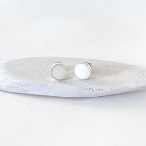 Small Round White Stud Earrings, Post Earrings, Minimalist Stud Earrings, Simple Gifts for Her, White Bridal Earrings, Small Stud Earrings