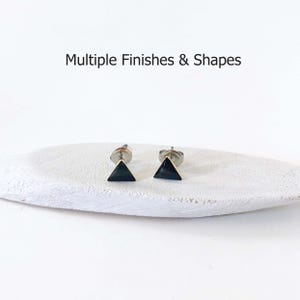 Triangle Black Stud Earrings, Jet Black Gold Studs, Round Posts, Teardrop Studs, Oval Studs, Birthday, Christmas Gifts for Minimalist