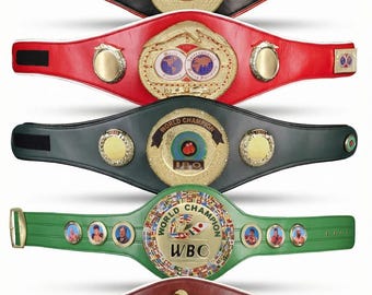 Cinturón Champion personalizado. Material: cuero de buena calidad y réplica. Talla para adulto.