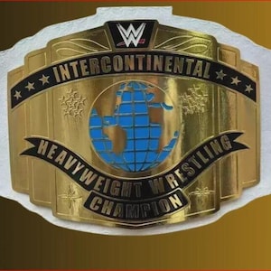 Intercontinental Heavyweight Championship Replica Belt: White Leather, Brass & Zinc Plates 2mm 4mm