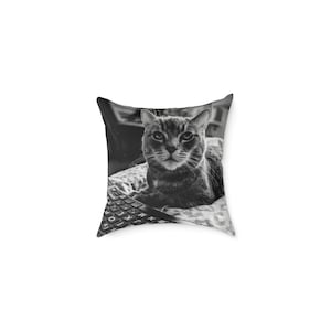 Cat Lover Throw Pillow: Black & White Modern Home Decor