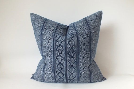 Hmong Batik Cushion Indigo Navy Blue Hand-Painted  Throw pillows  Living room sofa Cushions decorative-Pillows