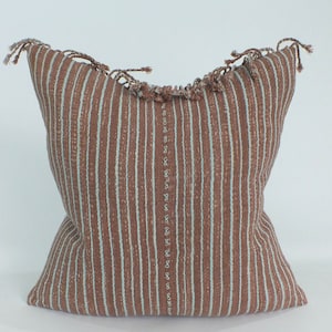 Light Brown and turquoise colour Decorative Throw Pillow Hand Woven ethnic accent Textile Living room sofa cushion  Karen Hill tribe fabrics