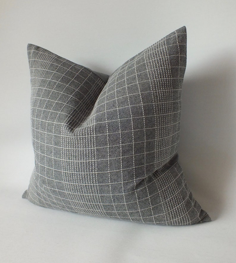 Grey Hand Woven Pillow Cover Handloom Decorative Cotton Fabric Etsy