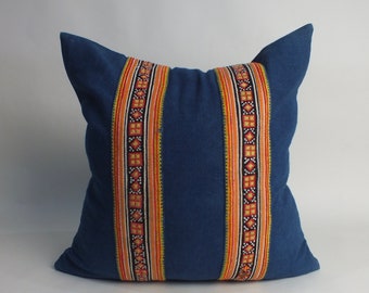 Bohemian Indigo  cushion cover Cross stitch Textile Tribal Ethnic  blue Throw Pillow Case decorative fabrics Home decor pillowslip
