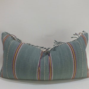 Funda de cojín decorativa de color verde claro y gris, cojines étnicos de tela tejidos a mano, cojines decorativos estilo bohemio para dormitorio