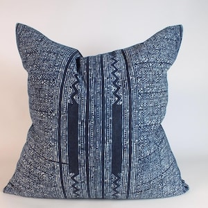 Blue Pillow Hmong Batik  fabric Cushion cover  Hand-printed  sofa-Cushions living room decorative Accent throw cushion-cover