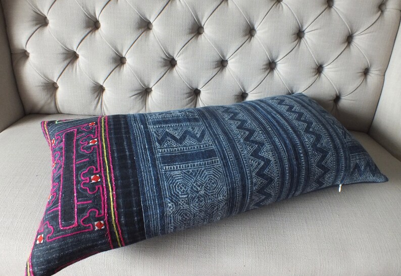 Boho Bolster Cushion Case Vintage Hmong Hemp Cushion Cover Hand Woven Decorative Throw Pillows Blue Indigo Textiles Bed Sofa Living Room Home Living Home Decor Deshpandefoundationindia Org