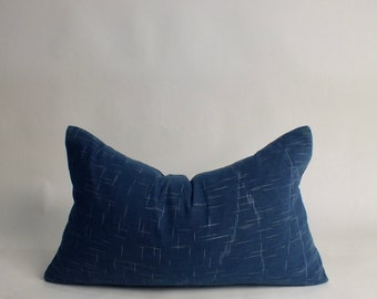 Blue   Cushion cover Hand woven Chom Thong  fabric  Decorative Cushion  Lumbar Throw pillow Boho Fabric. Handwoven cotton