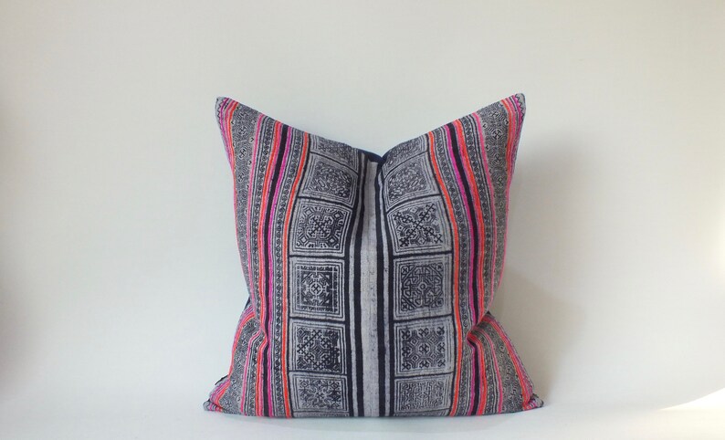Hmong Pillow Vintage Hemp cushion cover Throw Pillow Covers Hemp Cushions Boho