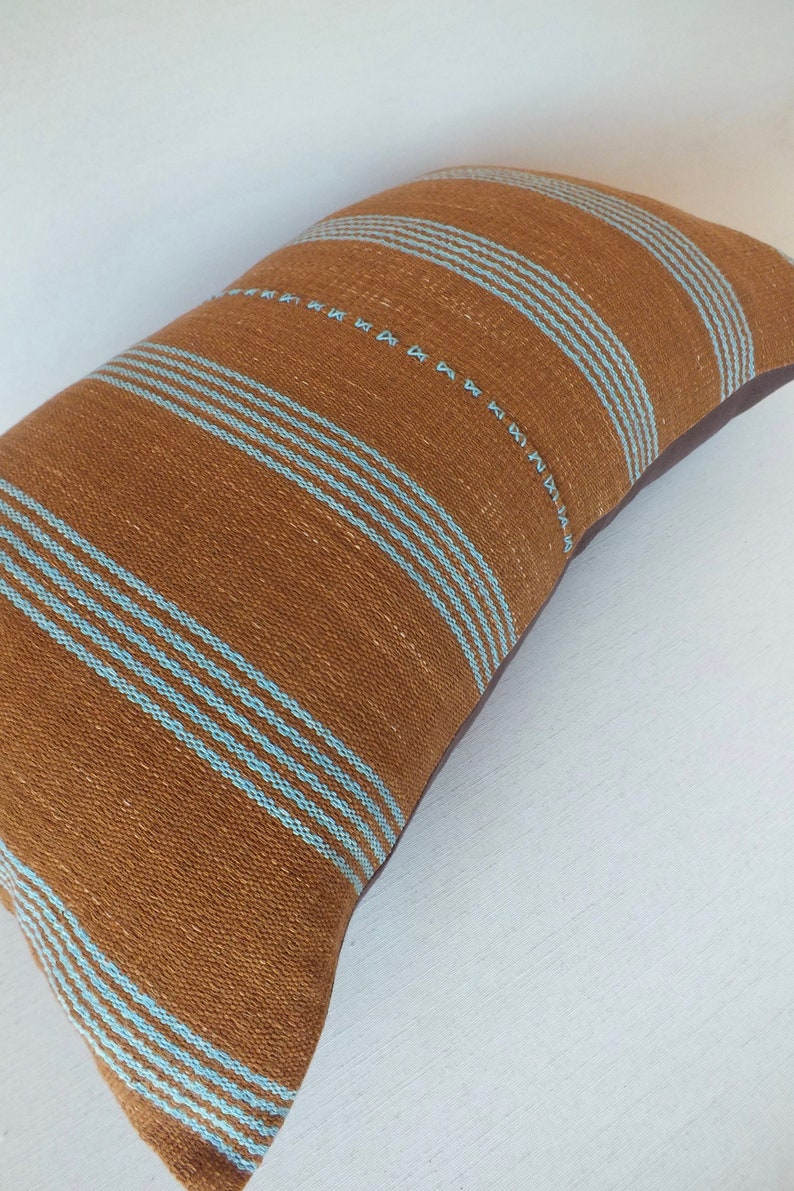 Brown and Blue Pillow Covers Handmade Fabric Handwoven Etsy