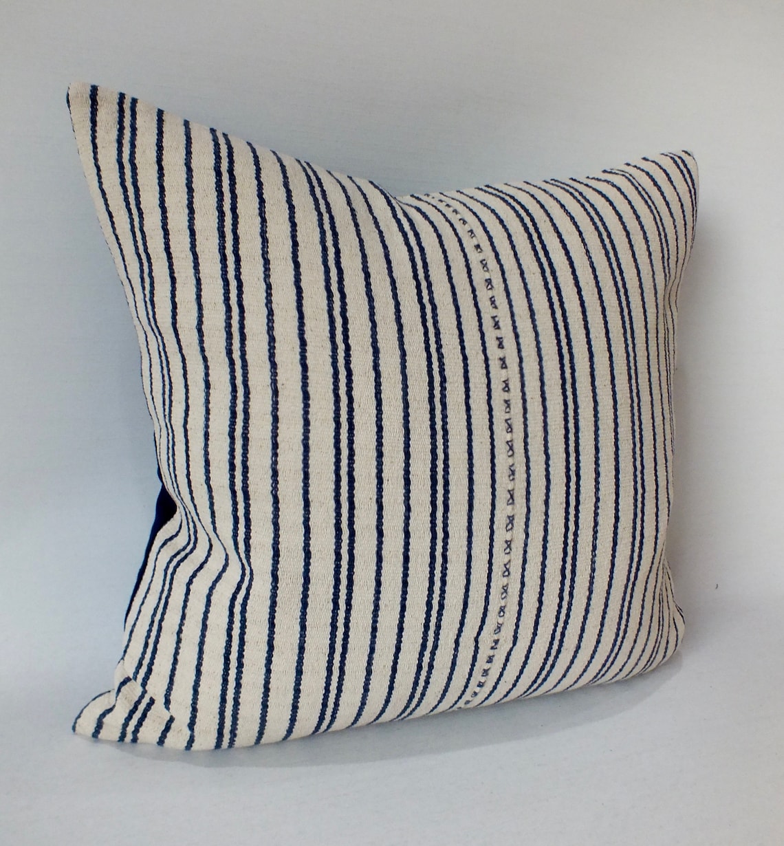 White and Blue Stripped Sofa Pillow Case Hand Woven Accent Etsy