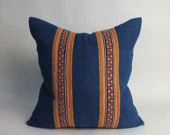 Bohemian Indigo  cushion cover Cross stitch Textile Tribal Ethnic  blue Throw Pillow Case decorative fabrics Home decor pillowslip