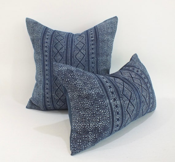 Midnight Blau Sofakissen Gestreift Mid Century Dekokissen Kissenbezug mit Reißverschluss Modern Euro Sham