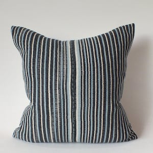 Blue and white  Pillow cover Hand woven textiles throw Pillow decorative cushion case  Boho Accent  Home decor Living room sofa chair couch