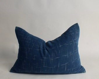 Blue   Cushion cover Hand woven Chom Thong  fabric  Decorative Cushion  Lumbar Throw pillow Boho Fabric. Handwoven cotton