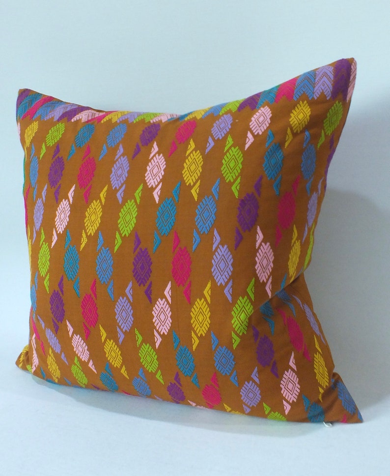 longyi Light Brown cushion cover Hand woven Fabric Accent Throw decorative cushions case Home decor sofa Couch textiles Unique Pillows