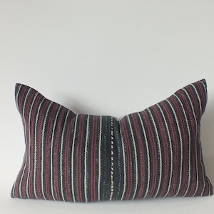 Black Burgundy Grey sofa Pillow case Hand Woven decorative  accent  Tribal Textile throw cushion cover Hmong textiles Home decor living-room