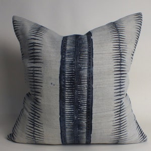 Dark Blue Sofa  cushion Hmong Pillow cover Vintage Fabric ethnic Accent cushion case Hand woven textiles hemp Scatter cushions throw pillows