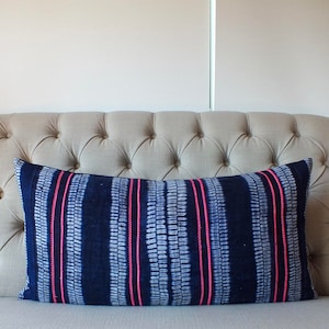 VINTAGE Hmong Pillow Hand Woven HEMP Organic HMONG Ethnic A Piece Of Tribal Textile indigo navy blue batik