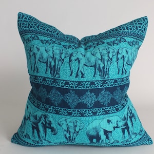Decorative Sofa Cushions Turquoise colour Hmong Cushion cover Elephants Tribal textiles Throw Pillow couch living room bedroom floor pillow