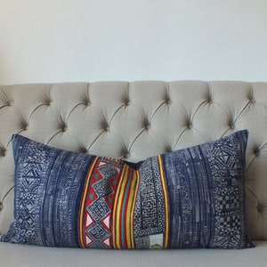 Cojines de refuerzo, cojines de sofá, cojines hechos a mano, cojines batik, cojines de refuerzo, cojín Hmong vintage, tela estampada a mano, cojines dispersos,