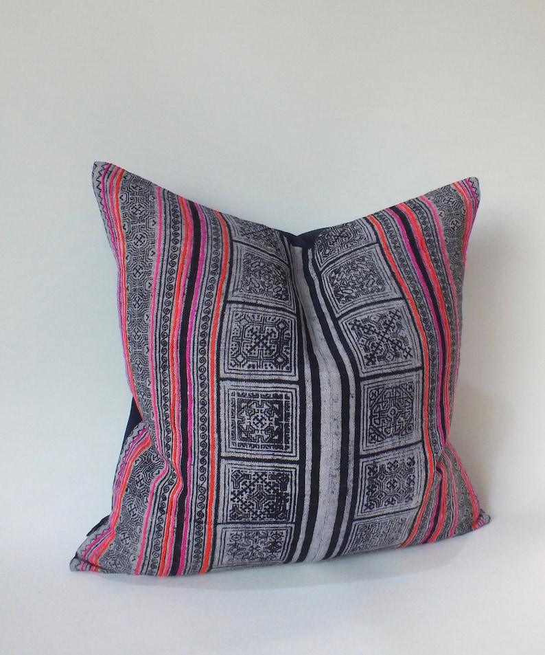 Hmong Pillow Vintage Hemp cushion cover Throw Pillow Covers Hemp Cushions Boho