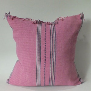 Pink Blue and white Sofa Pillow case Handwoven  throw pillow cover Frazada cushion pastel Colour decorative  pillows Tribal woven textile