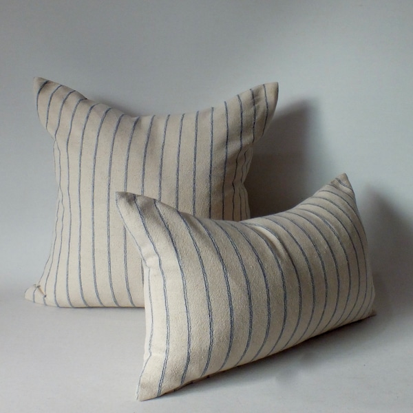 Weiß-blau gestreiftes Sofa-Kissenbezug Sashimi handgewebter Bodenkissenbezug Akzent dekorative Kissen ethnische Textilien Wohnkultur