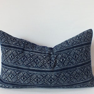 Blue  Pillow cover Indigo Handprinted Batik Tribal textiles Throw Pillow Decorative Accent cushions bedroom cushions  living room Home decor