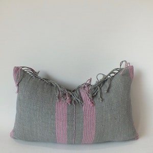 Decorative Throw Pillow Green with pink pillow case Hand Woven ethnic  accent Textile Living room sofa couch cushion cover Hmong fabric