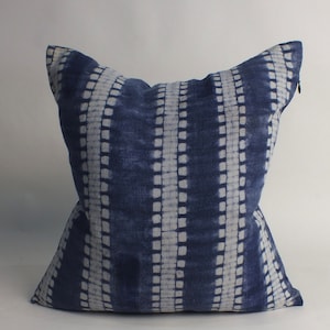 Blue Pillow case Hand Woven HEMP Throw cushion cover decorative Textile indigo navy  batik   living room sofa chair pillow